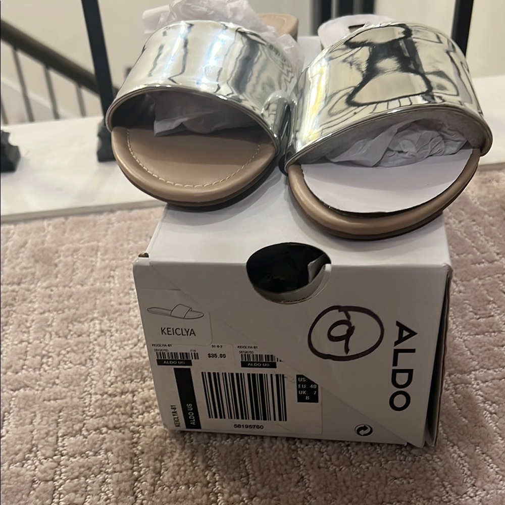 Aldo Kids Silver Slide Sandals